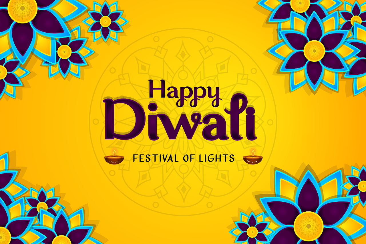 happy diwali festival of lights, a poster, shutterstock, flowers background, a beautiful artwork illustration