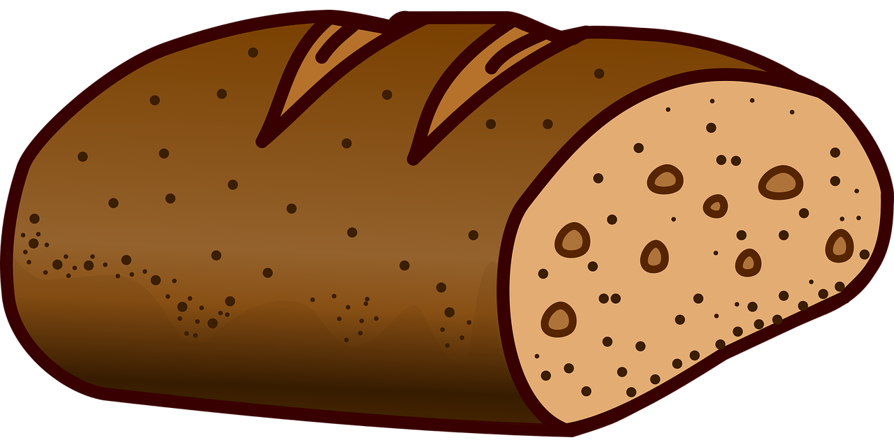 a loaf of bread on a black background, pixabay, art nouveau, brown haired, simple primitive tube shape, sprinkles, really long