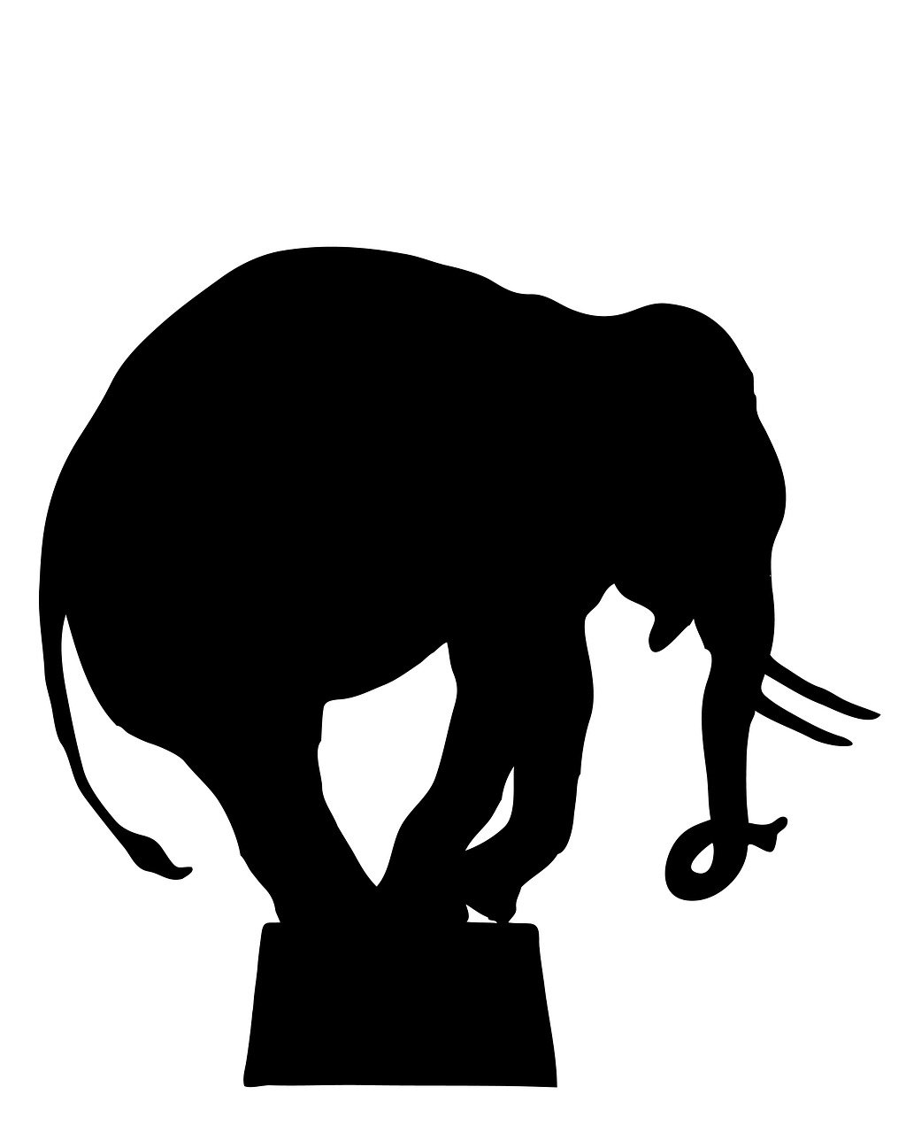 a silhouette of an elephant on a pedestal, trending on pixabay, contorted, clear silhouette, circus, moor
