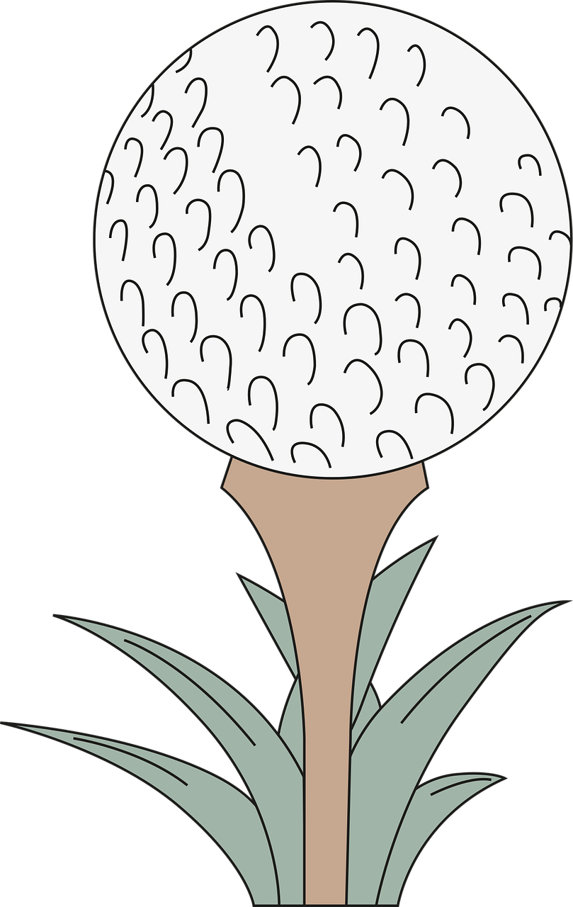 a golf ball sitting on top of a wooden tee, concept art, inspired by Shirley Teed, hurufiyya, plant patterns, sarah andersen, clipart, [ closeup ]!!