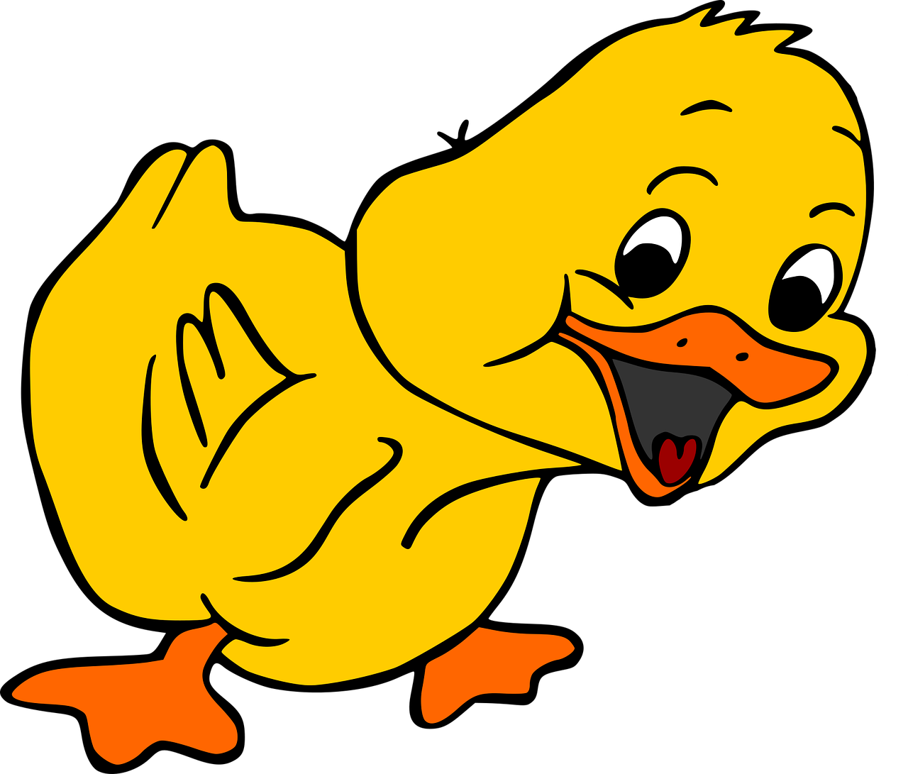 a close up of a yellow duck on a black background, an illustration of, mingei, very excited, loony toons style, dove, full res