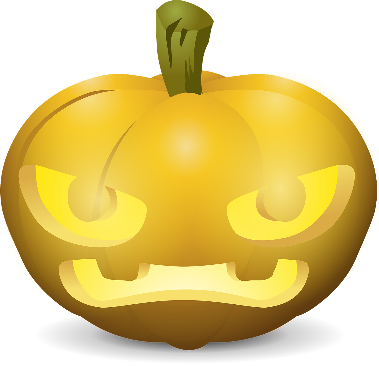 a halloween pumpkin with an angry face, a digital rendering, sōsaku hanga, golden, gloomcore illustration, it has lemon skin texture, hard lighting!