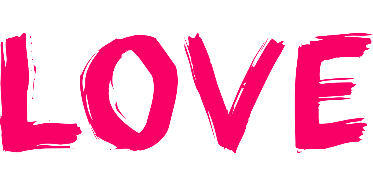 the word love is painted in pink on a black background, by Joe Bowler, vectorised, show from below, header, mtv