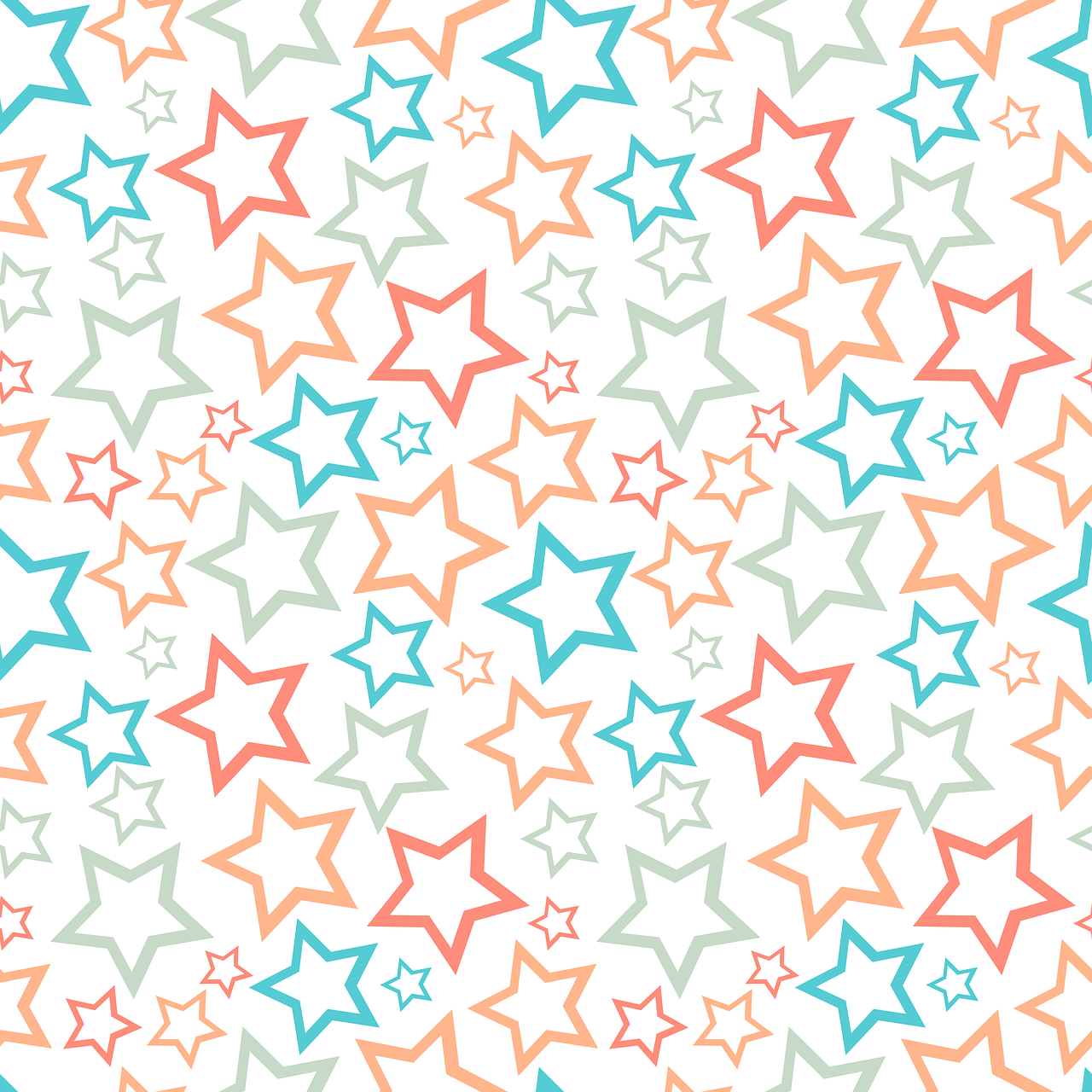 a pattern of multicolored stars on a white background, minimalism, teal orange, help me, pastel palette silhouette, dasha taran