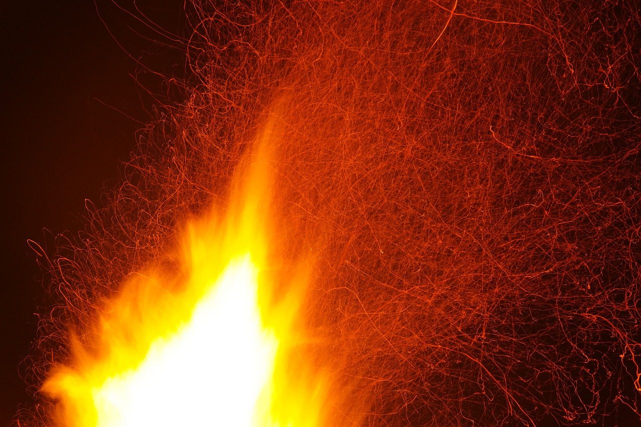 a close up of a fire on a black background, a microscopic photo, by Erwin Bowien, flickr, spaghettification, nightime long exposure, bright orange camp fire, taken with sigma 2 0 mm f 1. 4