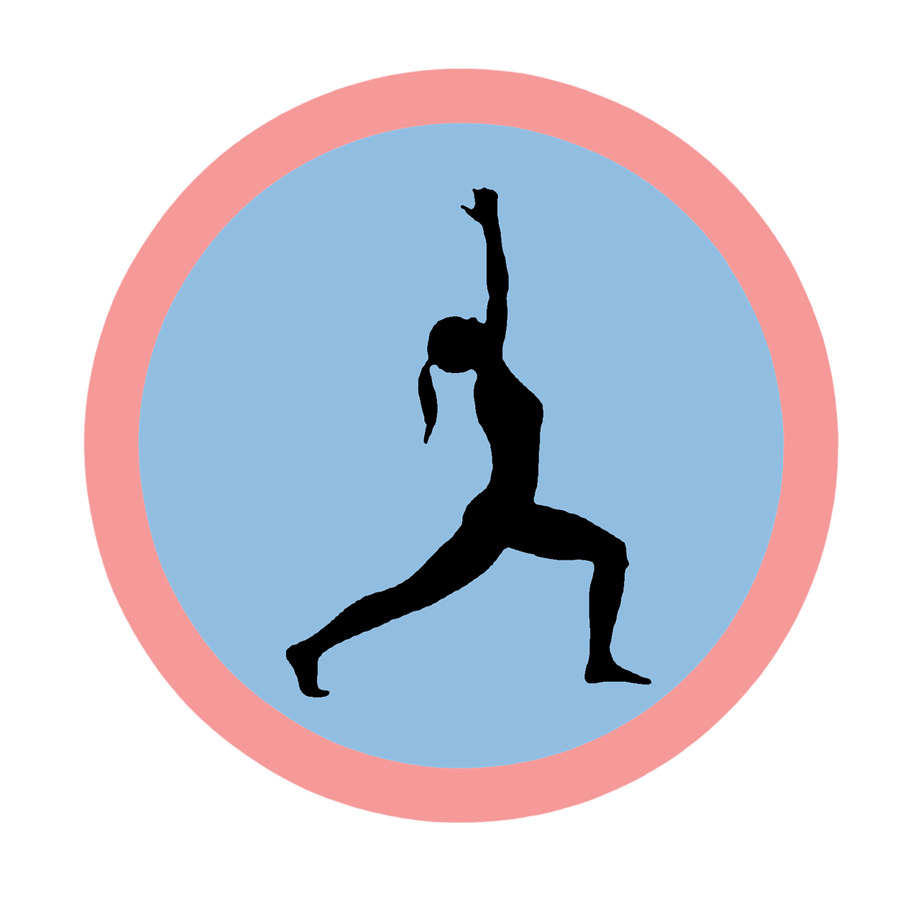 a silhouette of a woman doing a yoga pose, figuration libre, circular, digitally remastered, girl is running, 🎨🖌️