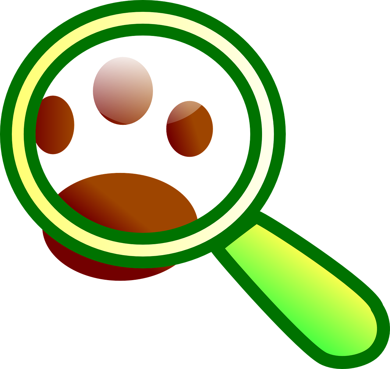 a cartoon looking through a magnifying glass, by Robert Richenburg, pixabay, mingei, fluorescent spots, ( brown skin ), green saliva, heavy jpeg artifact