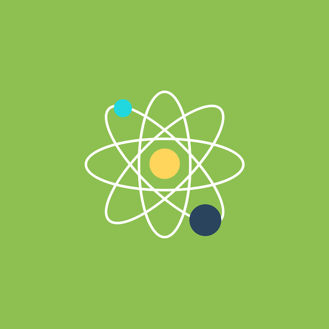 an image of an atomic symbol on a green background, a picture, trending on unsplash, green and blue colour palette, solar system, cream, logo for research lab
