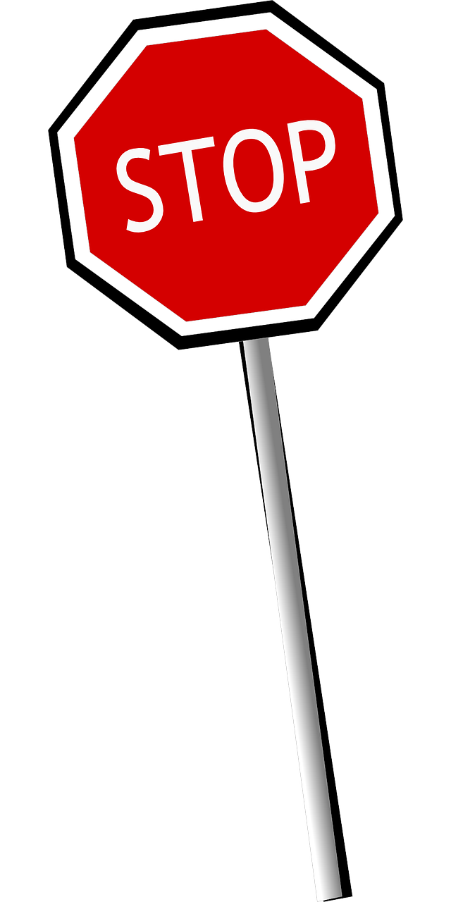 a red stop sign sitting on top of a metal pole, vector art, pixabay, stuckism, black and white and red colors, a long shot, high-res, leave