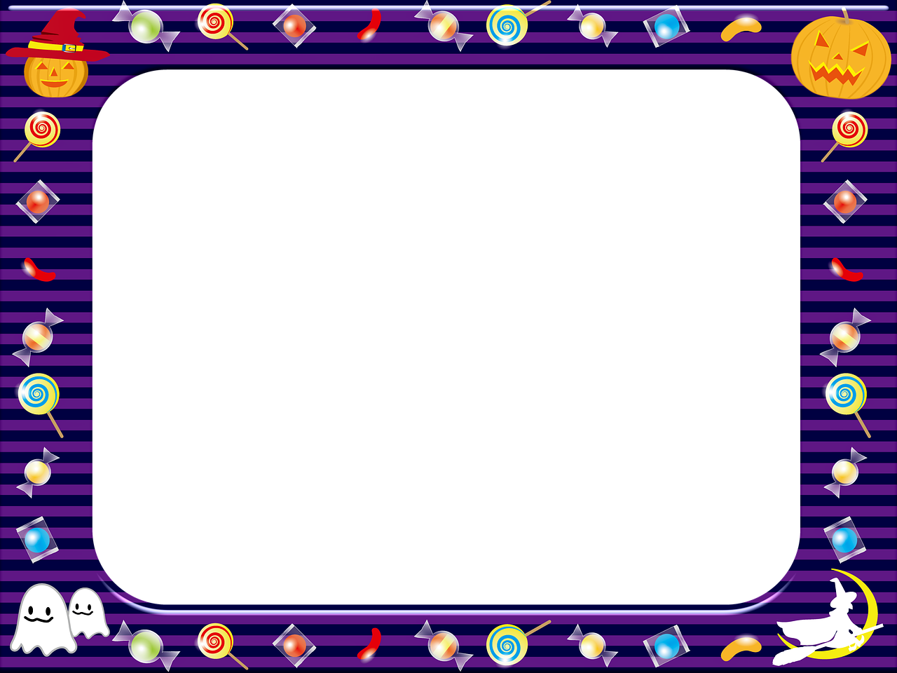 a halloween frame with candy, candies, and ghosts, tumblr, computer art, black purple studio background, plasma display, race track background, blank