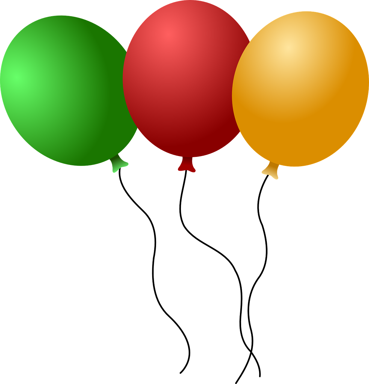 a group of balloons sitting next to each other, a screenshot, by Melissa A. Benson, computer art, black backround. inkscape, red green yellow color scheme, three fourths view, shiny!!