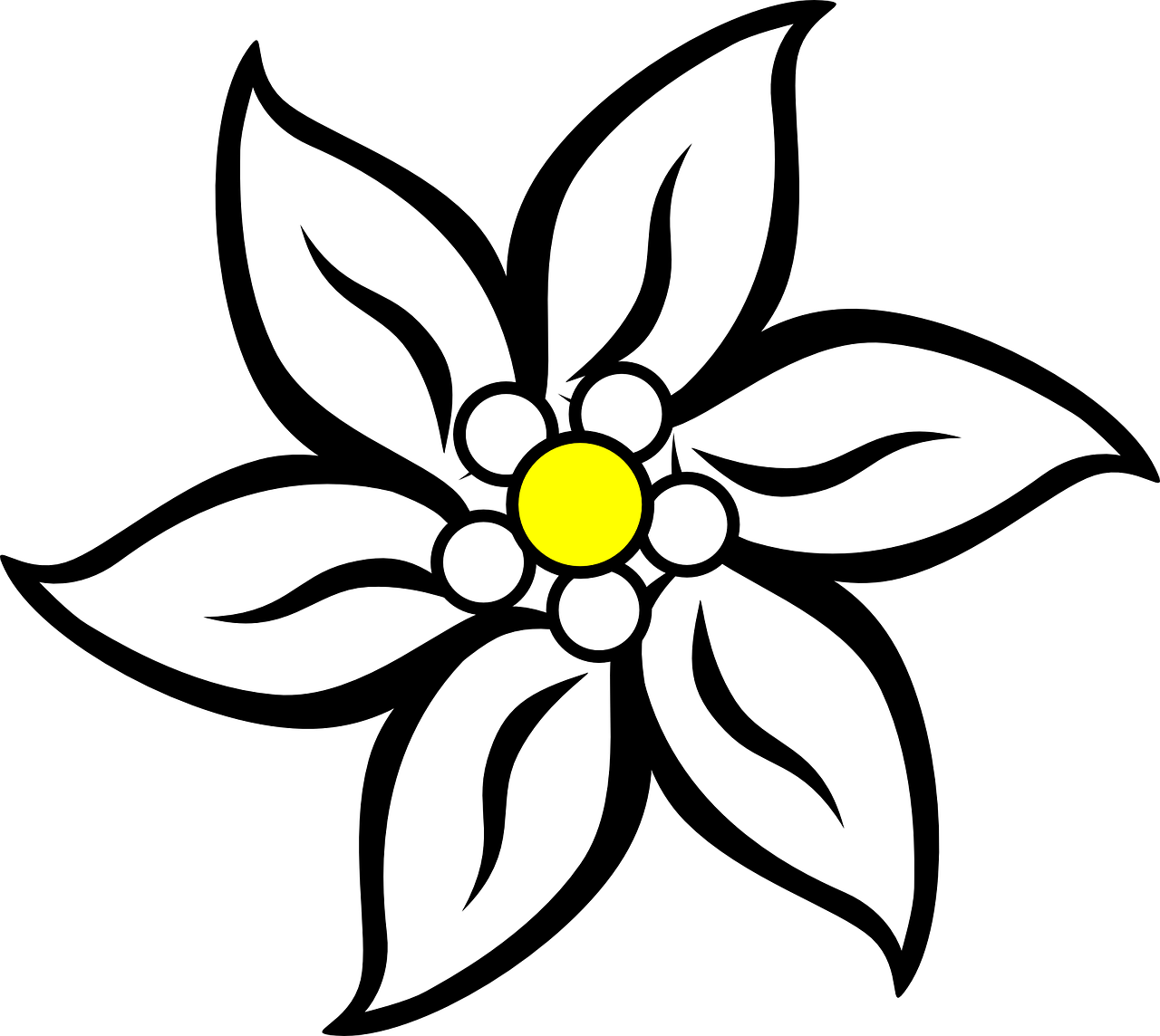a yellow and white flower on a black background, inspired by Yayou Kusama, deviantart, minimalism, amoled, 2 0 5 6 x 2 0 5 6, watchmen comics color scheme, minimalist logo without text