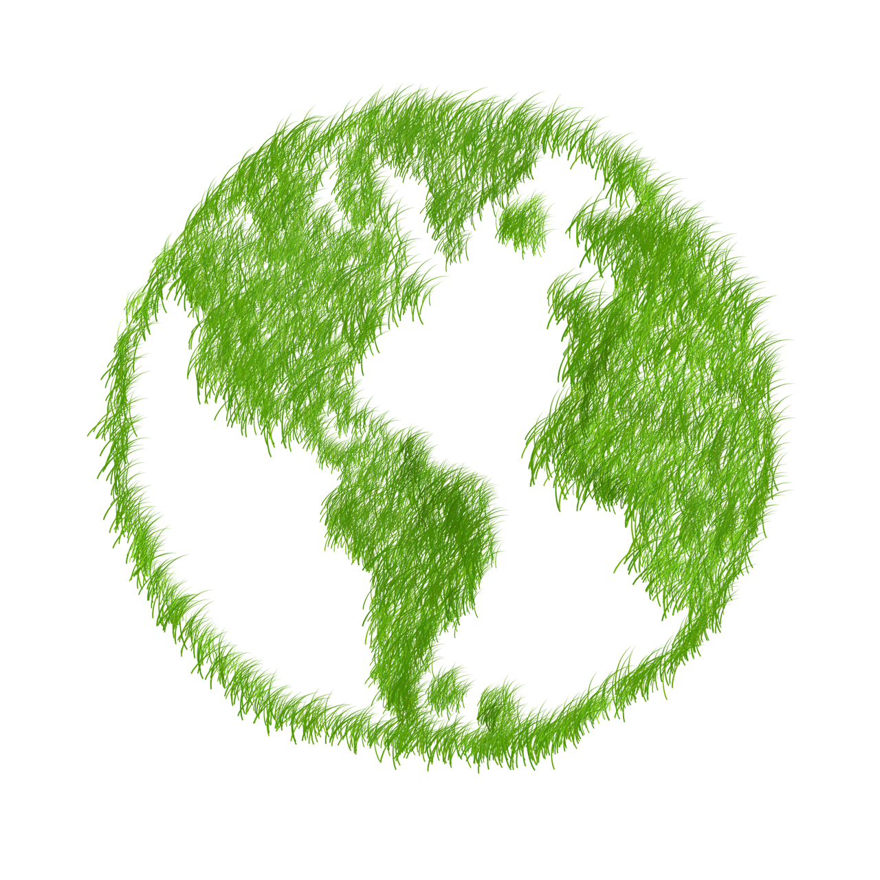 a green grass globe on a black background, a digital rendering, environmental art, fur, stencil, colored illustration, satellite photo