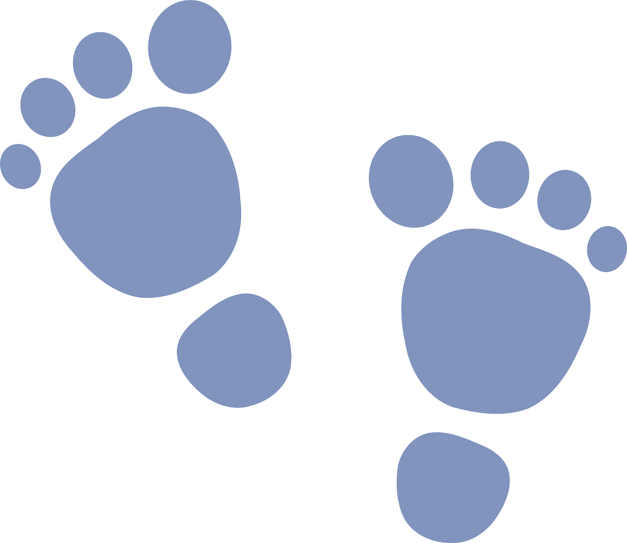 a pair of blue footprints on a black background, cartoonish, bears, zoomed out very far, graphic
