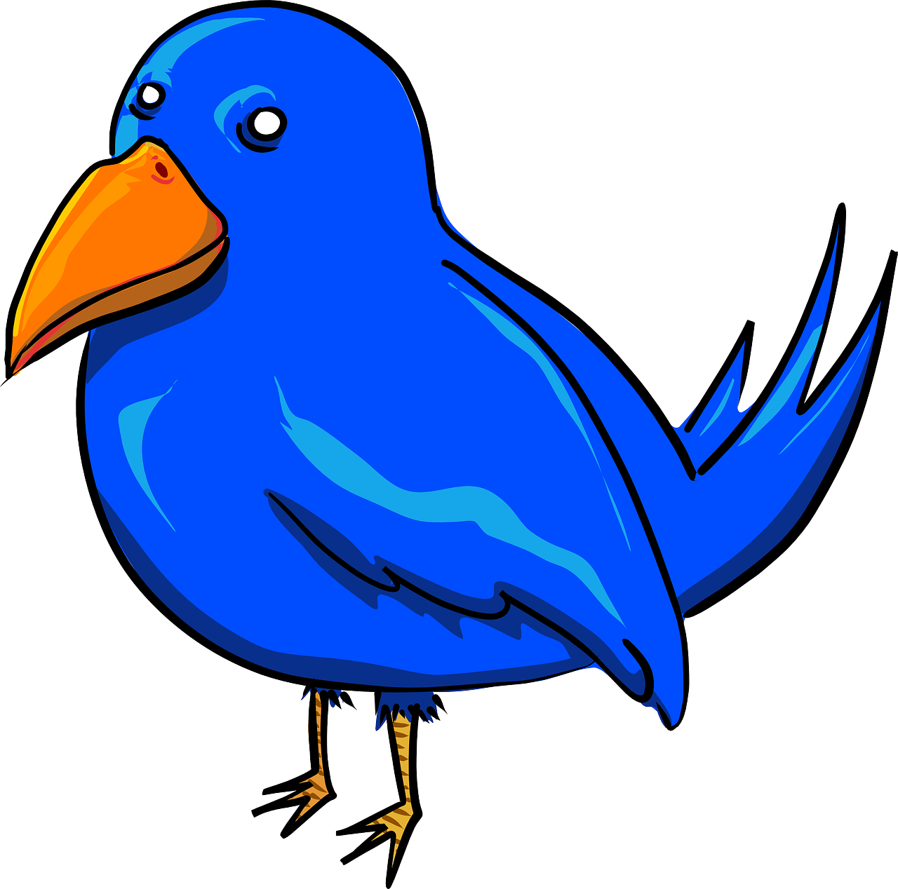 a blue bird with a yellow beak, an illustration of, trending on reddit, mingei, cartoon style illustration, computer generated, cobalt blue, clip-art