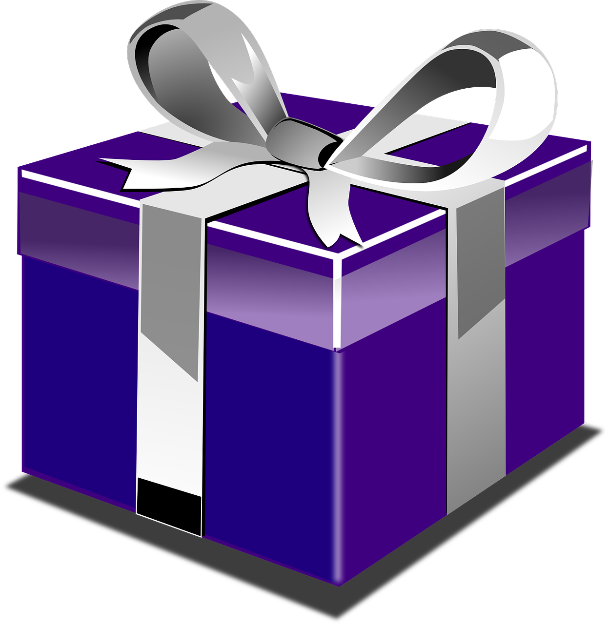 a purple gift box with a silver bow, pixabay contest winner, computer art, black, dad, sandra chevier, iranian