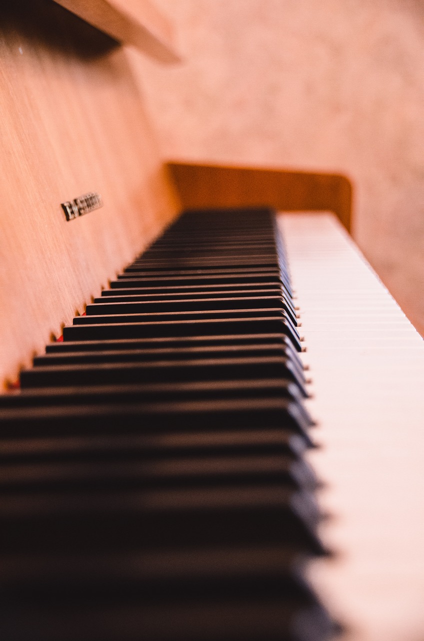 a close up of the keys of a piano, an album cover, by Eugeniusz Zak, pexels, minimal. sharp focus, simple yet detailed, a wooden, soft light from the side