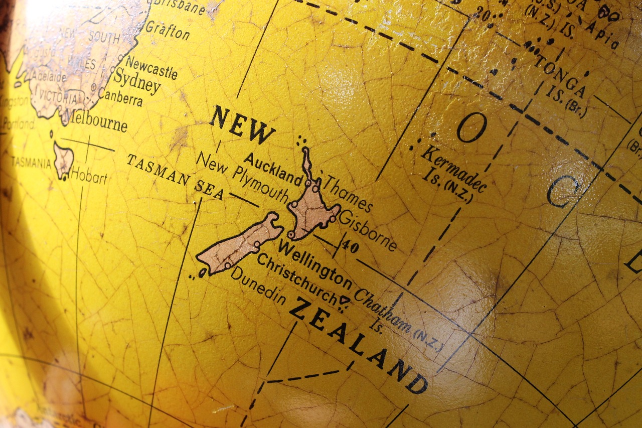 a yellow globe with a map of new zealand on it, flickr, fine art, closeup!!, where a large, 1970', wellington