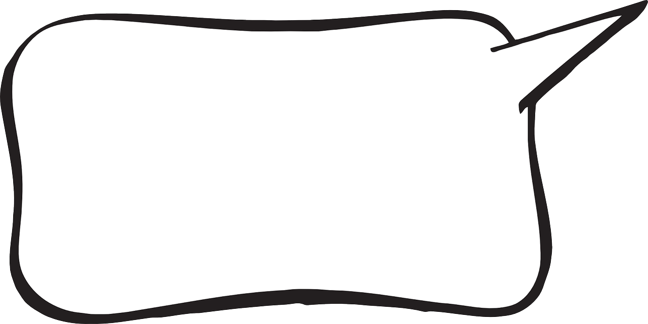 a black and white picture of a speech bubble, a cartoon, whitespace border, long view, png, tail slightly wavy