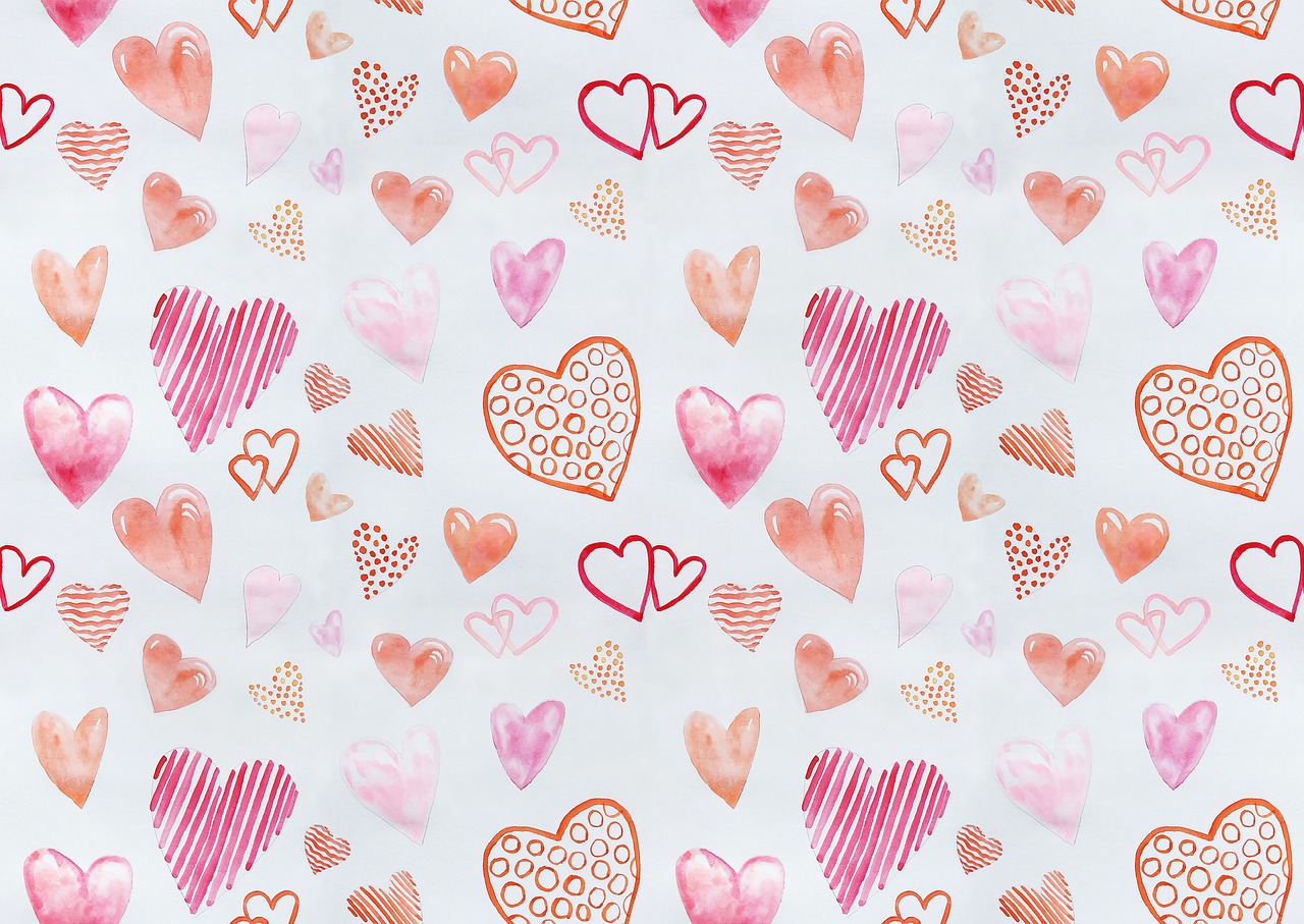 a pattern of watercolor hearts on a white background, by Valentine Hugo, white and pink cloth, vibrant.-h 704, 7 7 7 7, full product shot
