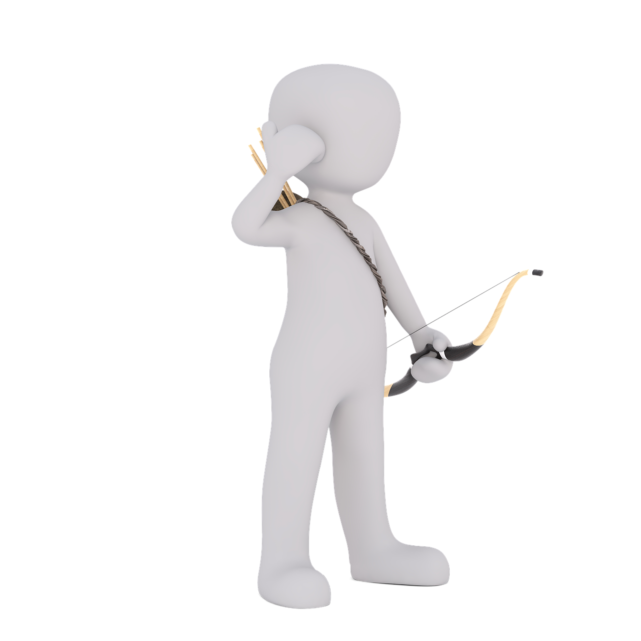 a person talking on a cell phone while holding a bow and arrow, a raytraced image, trending on pixabay, 3 d character concept, upper body avatar, contemplating, stock photo
