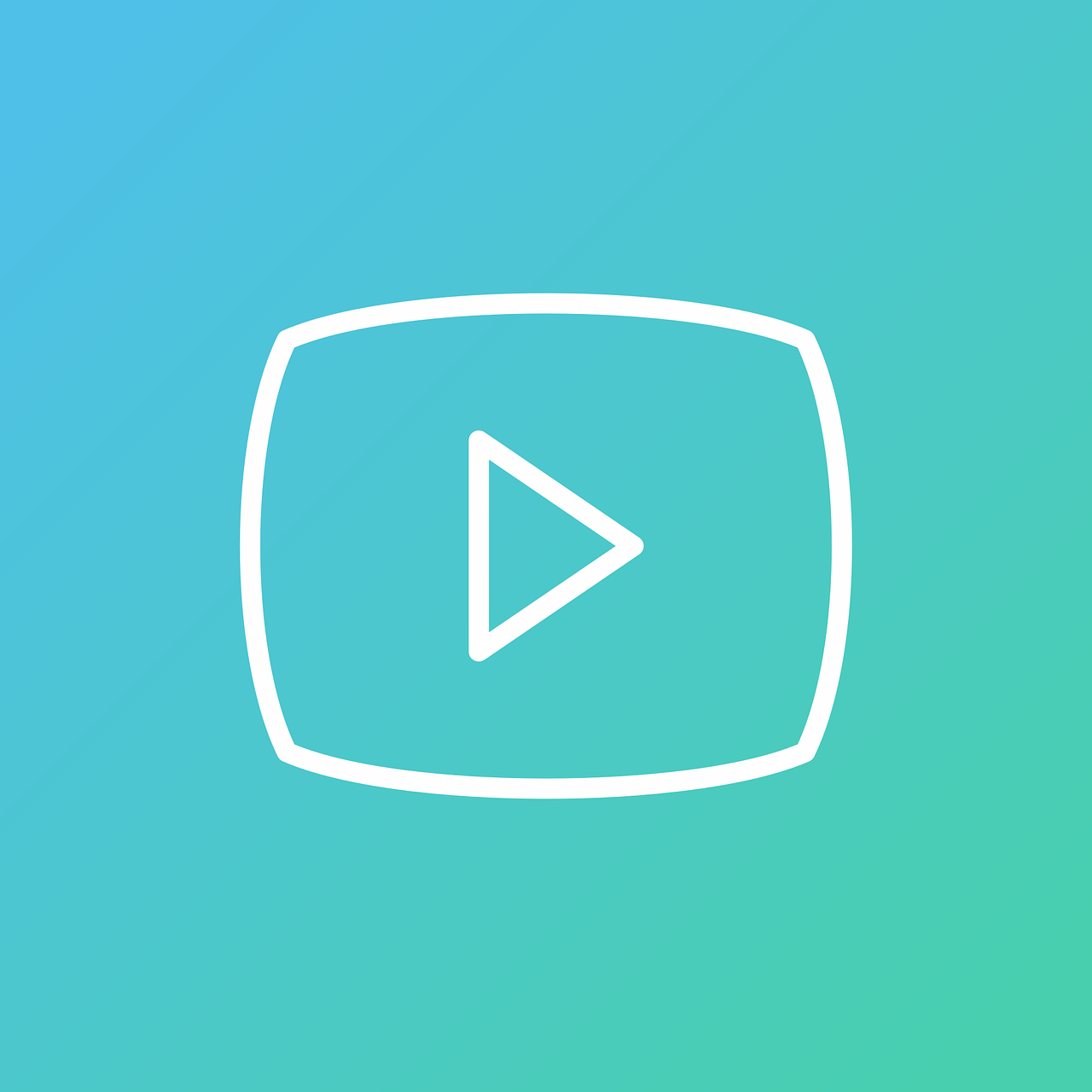 a white play button on a blue and green background, by Robbie Trevino, unsplash, video art, simple lineart, youtube logo, playable trailer, soft outline