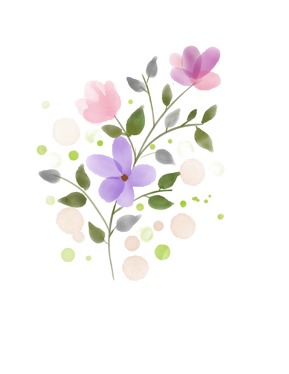 a bunch of flowers on a black background, a digital painting, inspired by François Boquet, naive art, seasons!! : 🌸 ☀ 🍂 ❄, colored dots, some purple and orange, leaves