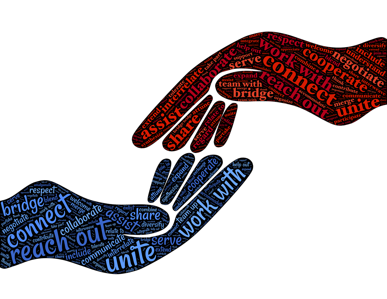 a close up of a person's hand with words on it, pixabay, conceptual art, immersed within a network, bridges, on black background, in meeting together