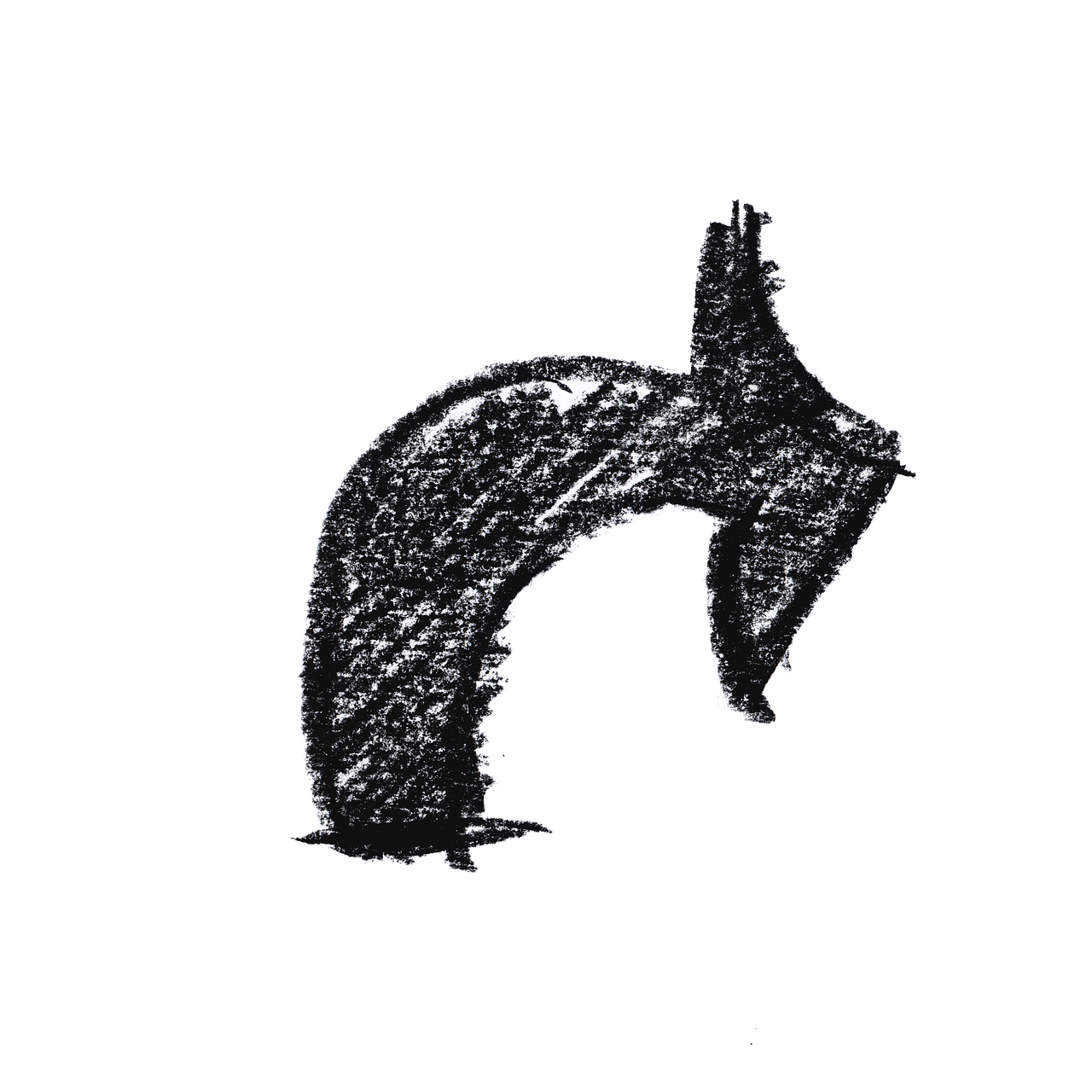 a black and white drawing of a cat, inspired by Bruce Nauman, back shark fin, on black background, scratched photo, computer generated