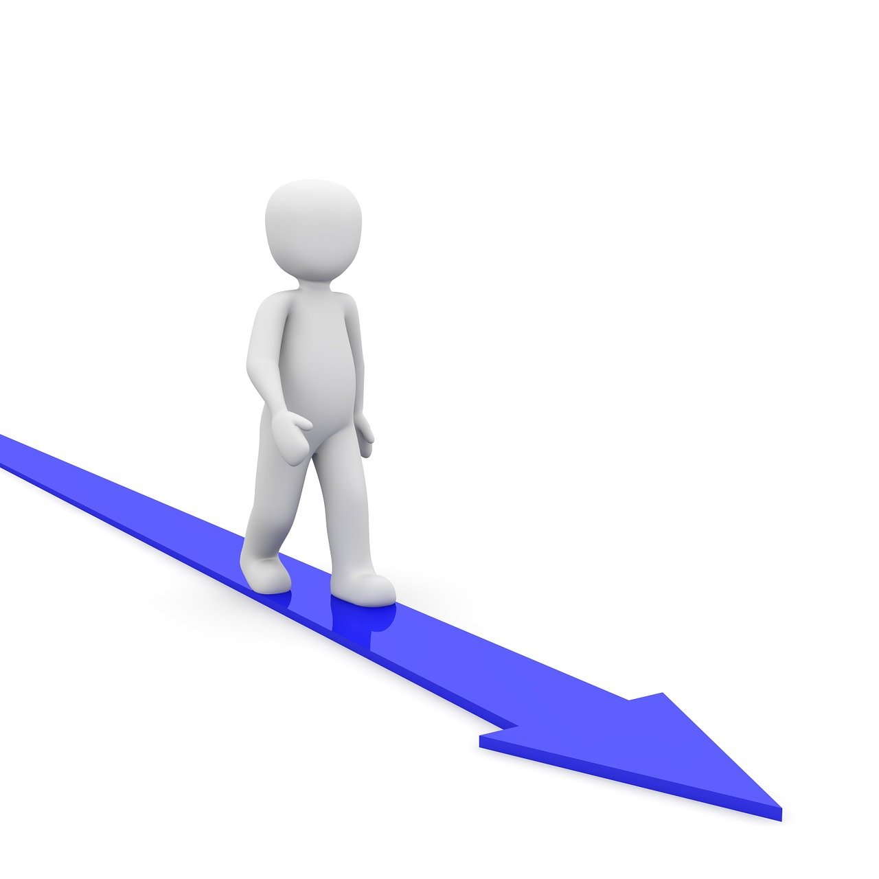 a person standing on top of a blue arrow, figuration libre, unbiased render, 1 figure only, low resolution, single long stick