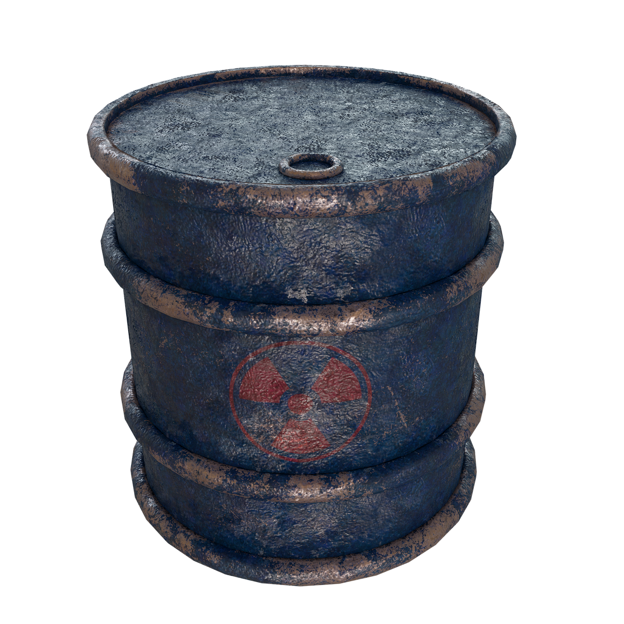 a rusty barrel with a smiley face painted on it, trending on polycount, nuclear art, 8k octae render photo, biohazard, on black background, 24 mm shot