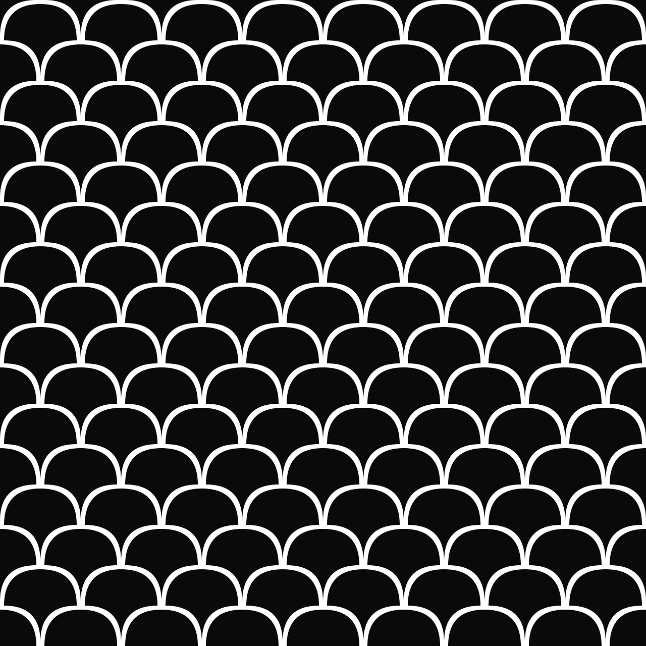 a large group of black and white circles, trending on pixabay, fish scales, seamless pattern :: symmetry, scales covering her chest, monogram
