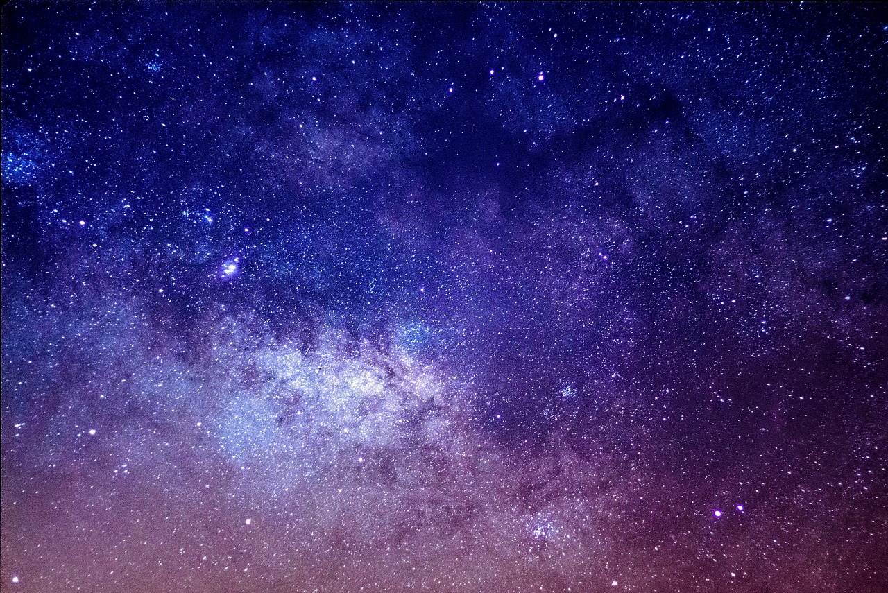 a night sky filled with lots of stars, a microscopic photo, shutterstock, space art, purple beautiful sky, key is on the center of image, stardust gradient scheme, major arcana sky