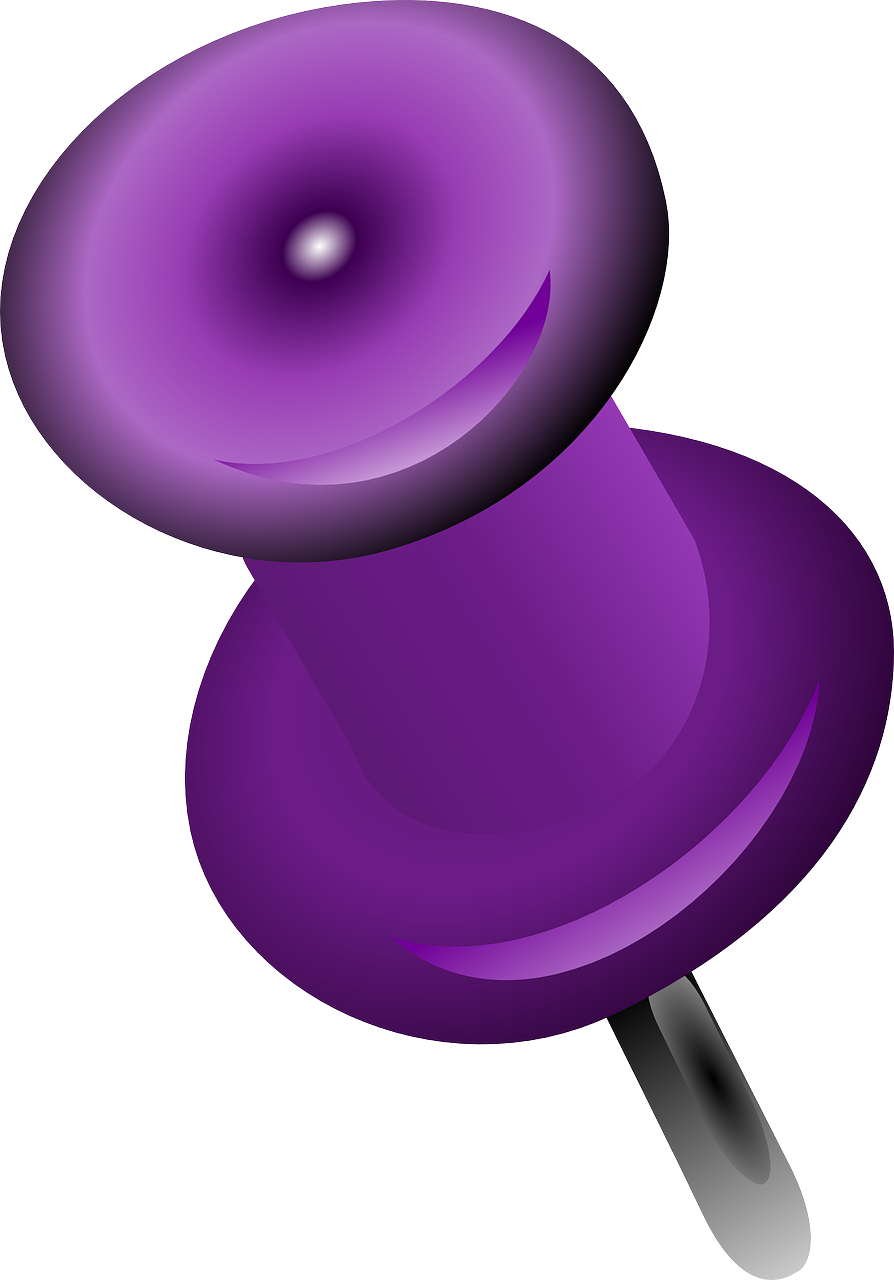 a purple push pin on a white background, digital art, by Harold Elliott, winding horn, pipe, full color illustration, antenna