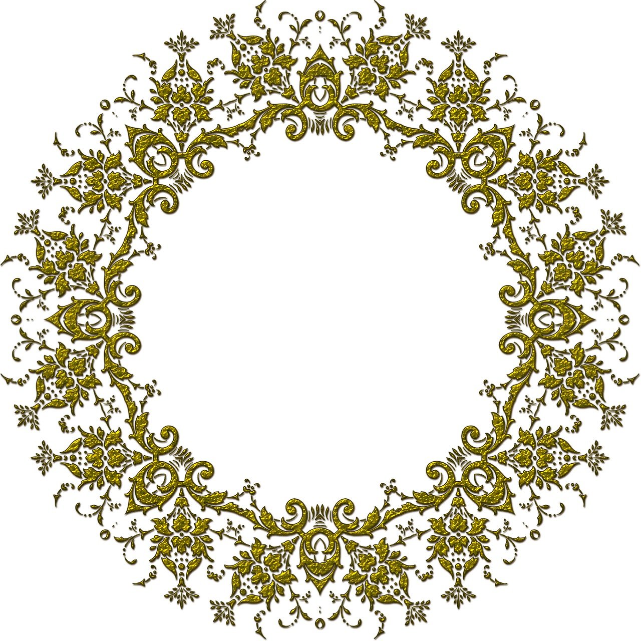 a circular frame with vines and leaves on a white background, a digital rendering, inspired by Master of the Embroidered Foliage, baroque, golden lace pattern, !!! very coherent!!! vector art, orthodox, restored color