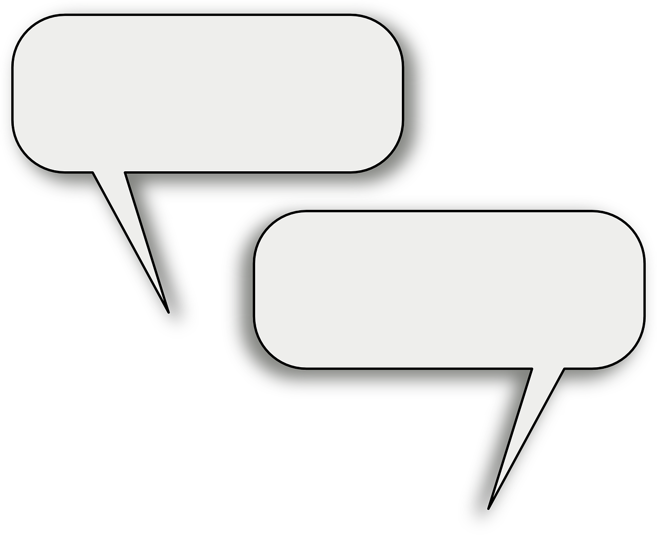 two empty speech bubbles on a white background, by Chris Rahn, deviantart, shaded, tanks, custom, long