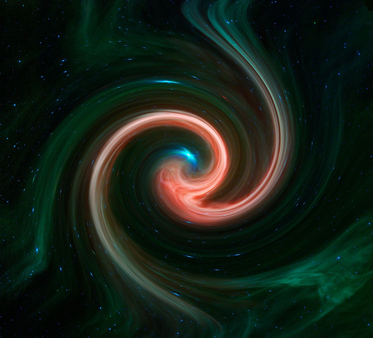 an image of a spiral in the sky, a digital rendering, space art, pulsar, hubble photo, high definition screenshot