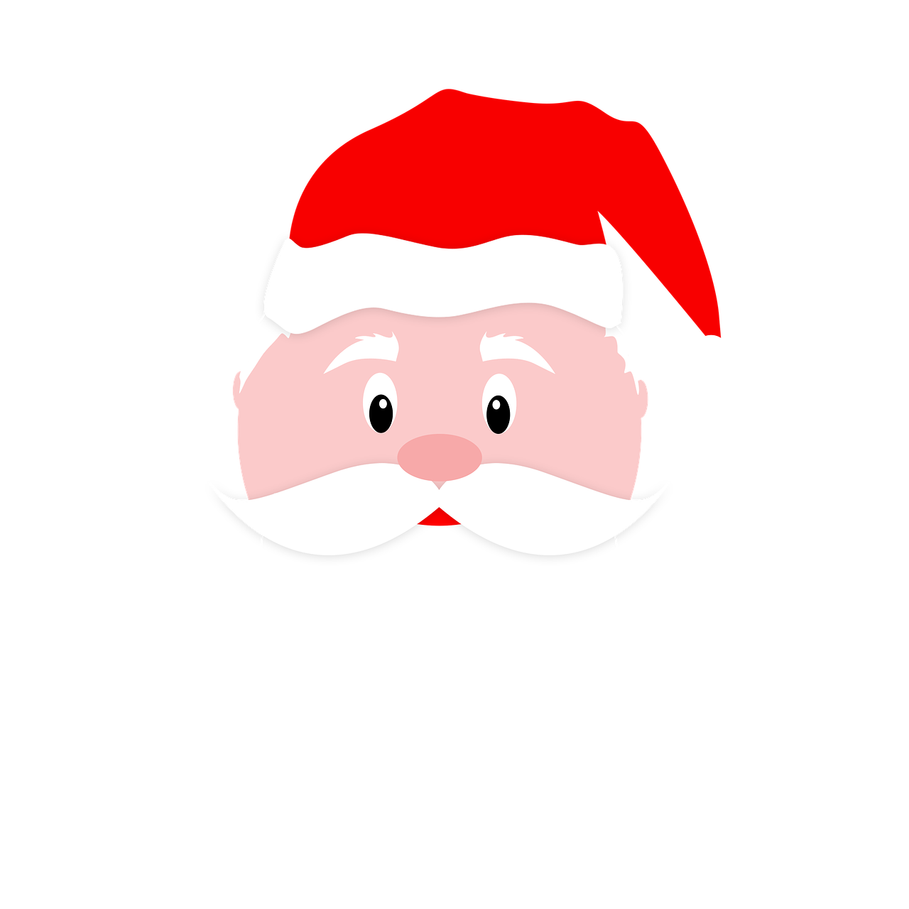 a santa claus face on a black background, vector art, in style of south park, gif, illustration, clipart