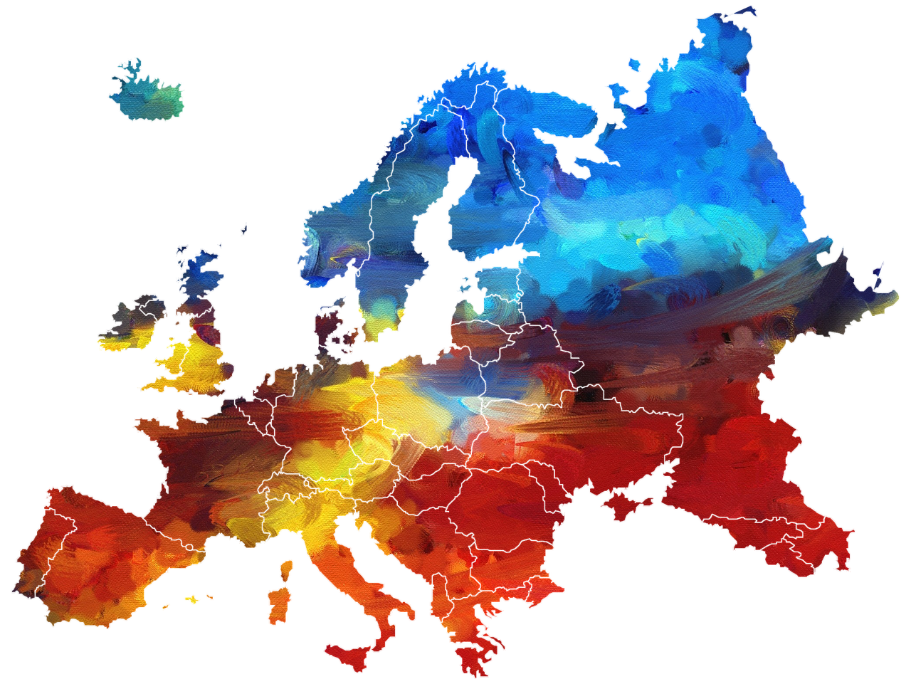 a close up of a map of europe, digital art, modern european ink painting, colorful clouds, displacement mapped, dna, full - view