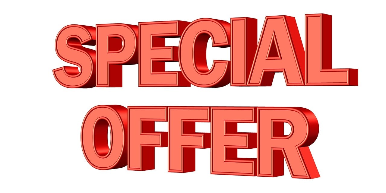 a red special offer sign on a white background, pixabay, digital art, text morphing into objects, two, advert logo, hd image