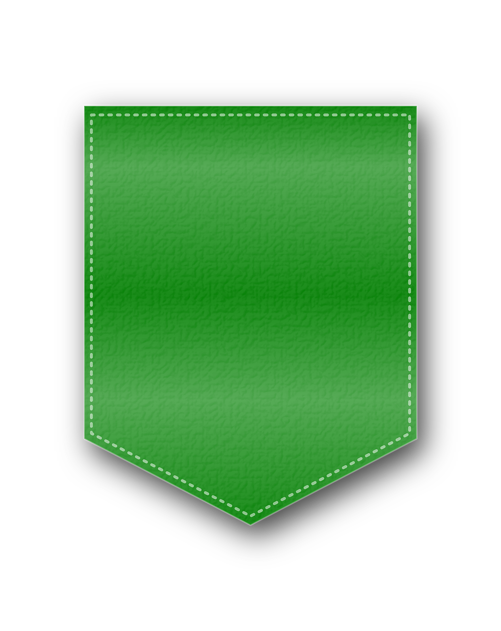 a green leather pocket on a white background, a screenshot, inspired by Masamitsu Ōta, pixabay, symbolism, vector graphics forum badge, black border, wide ribbons, fantasy shield