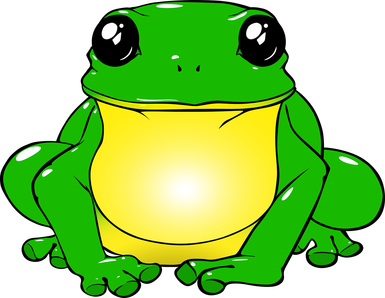 a green and yellow frog with big eyes, an illustration of, pixabay, art nouveau, glowing (((white laser))) eyes, “portrait of a cartoon animal, nigth, fat