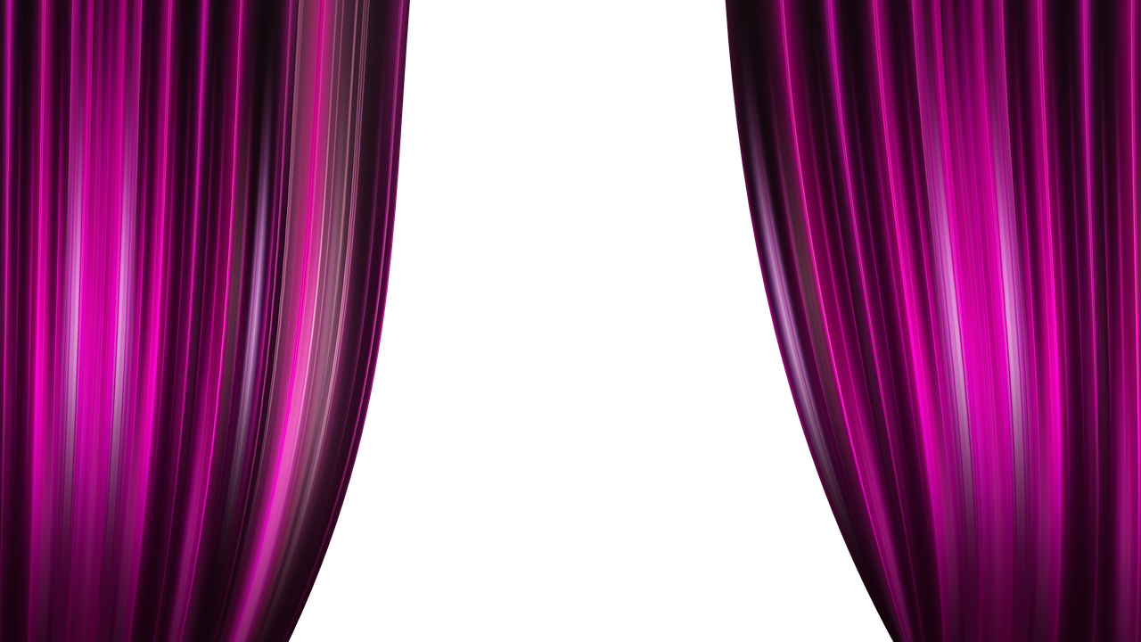 a purple curtain with a black background, a digital rendering, movie scene close up, pink arches, isolated background, glossy surface