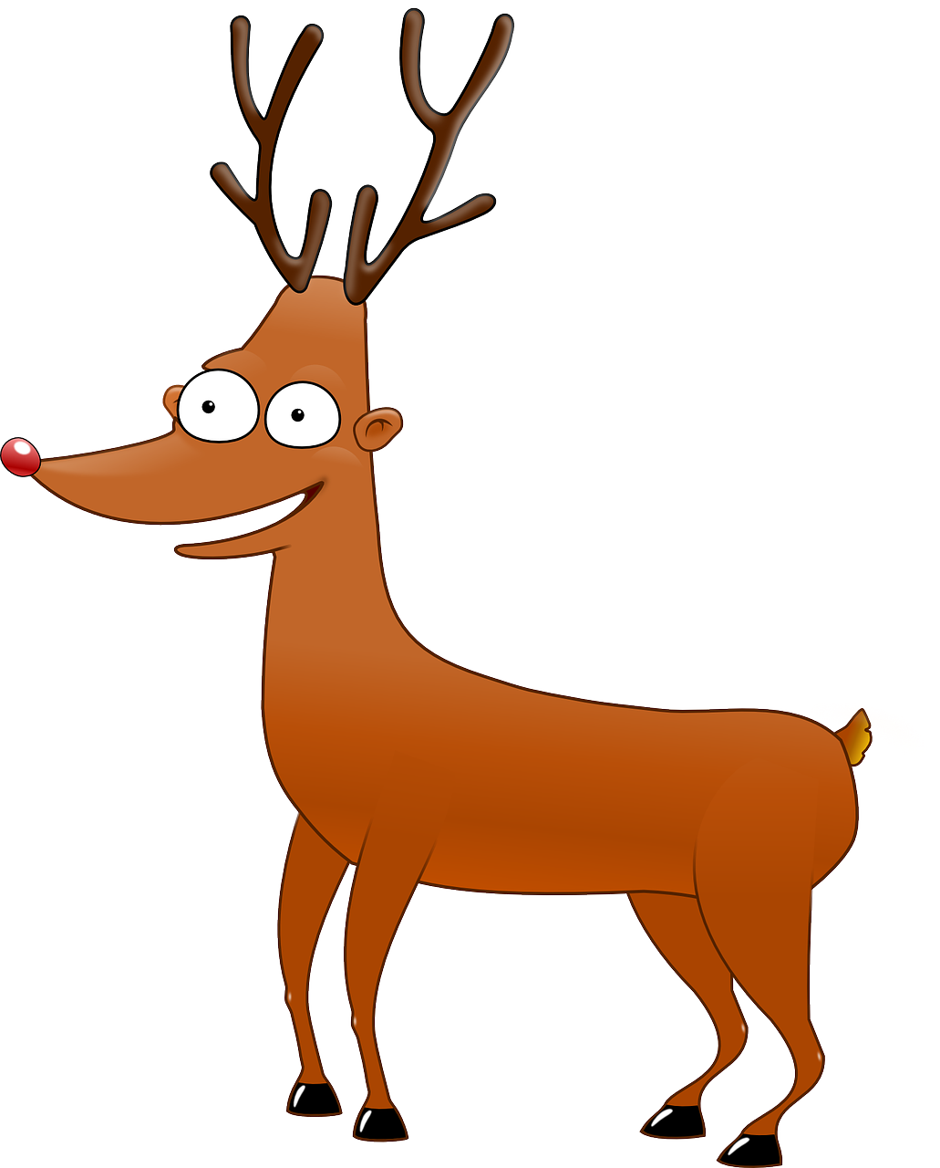 a cartoon reindeer standing in front of a white background, inspired by Rudolph F. Ingerle, pixabay, mingei, !!! very coherent!!! vector art, a tall, rack, brown:-2