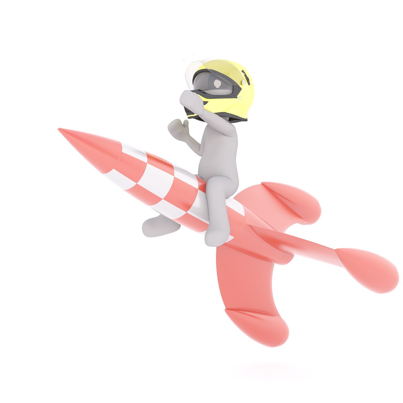 a person riding a rocket with a helmet on, a picture, figuration libre, 3d-render, plane illustration, white background : 3, concept illustration