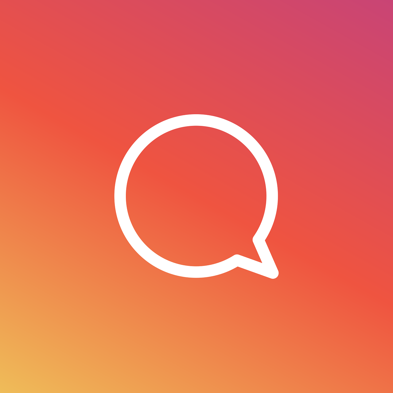 a white speech bubble sitting on top of a colorful background, instagram, rasquache, gradient orange, minimal outlines, maroon, high quality]