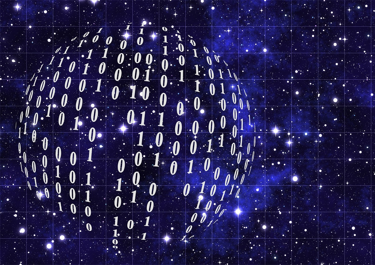 a close up of a sphere with numbers on it, digital art, pixabay, digital art, in a space starry, binary, in front of the internet, background image