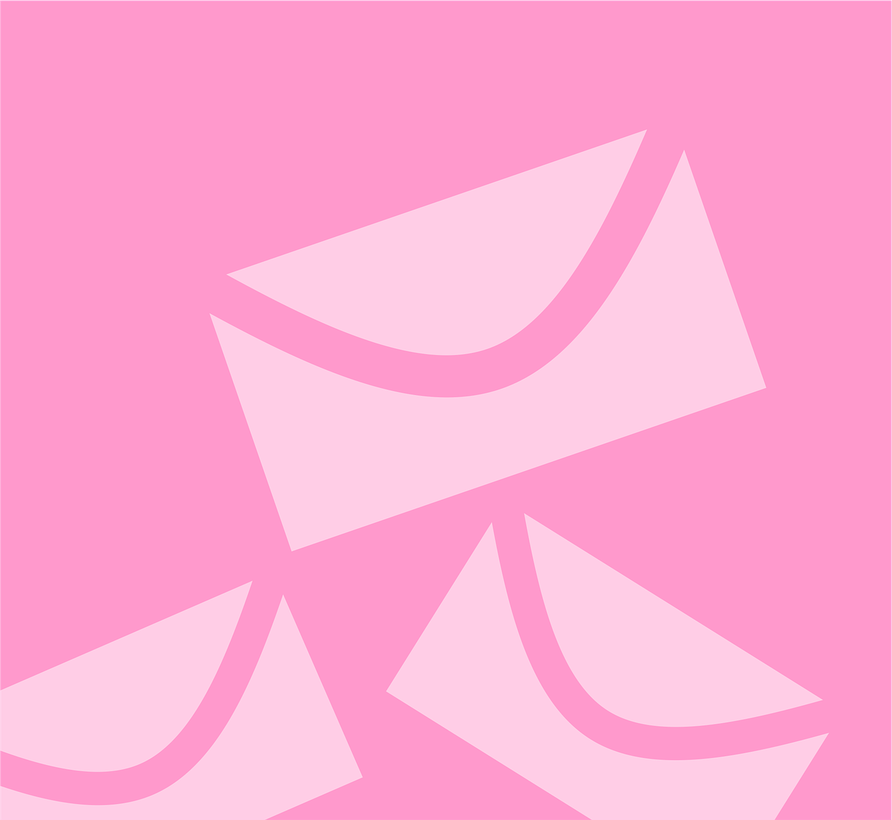 a couple of envelopes sitting on top of each other, an illustration of, postminimalism, soft light 4 k in pink, icon pattern, lolish, everyday plain object