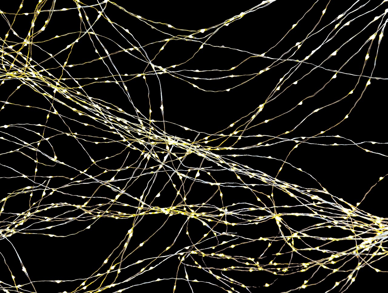 a close up of a bunch of lights on a black background, inspired by Pollock, generative art, golden thread, isolated on white background, fiberoptic hair, phone wallpaper