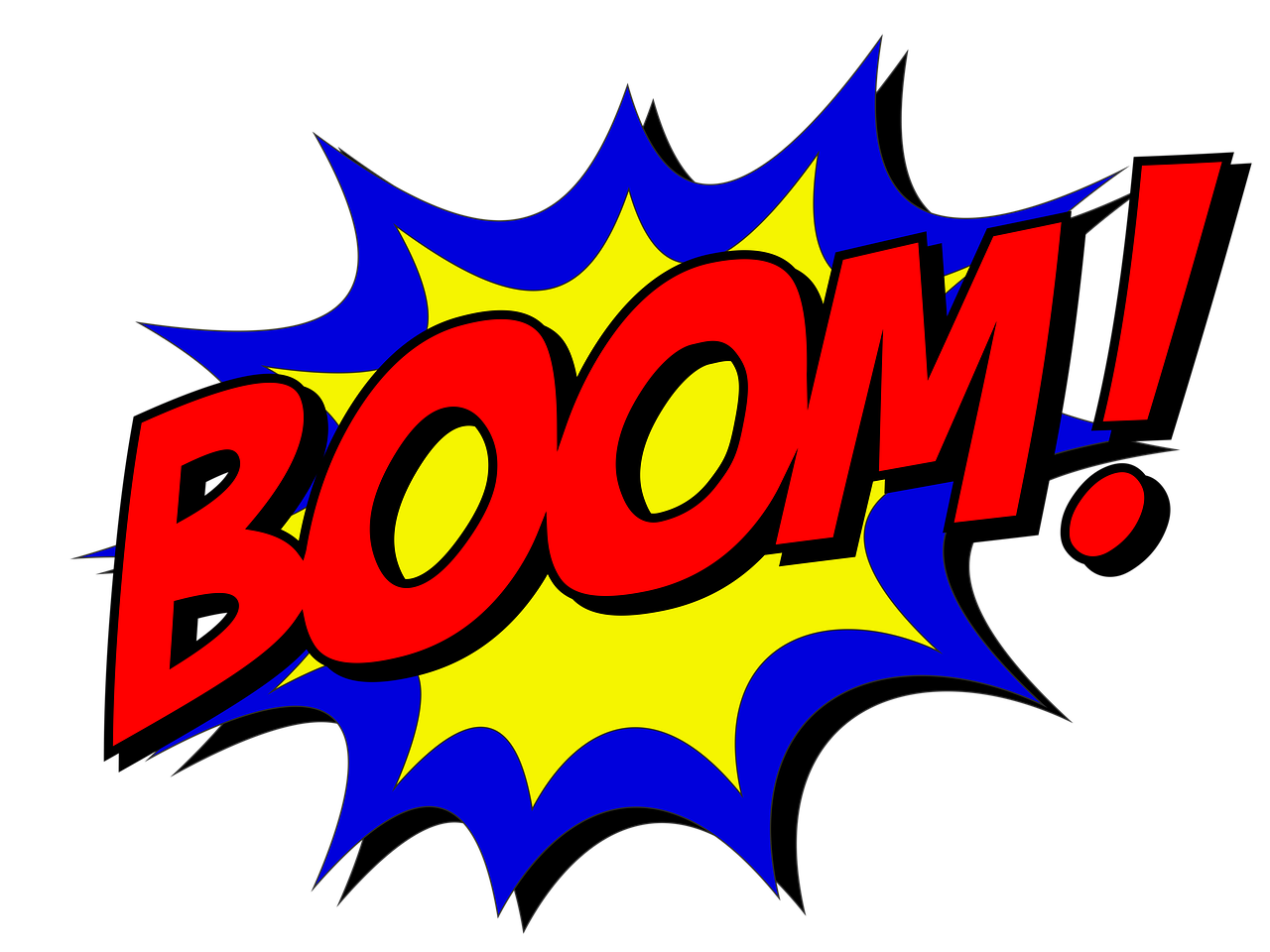 a cartoon boom sign on a black background, a comic book panel, by Joseph Bowler, pixabay, pop art, heroic!!!, ; wide shot, high res photo, super hero